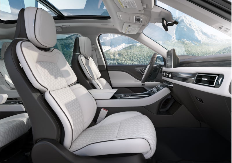 The interior of a Lincoln Aviator® Black Label model is shown in the Chalet theme | Thomasville Lincoln in Thomasville GA