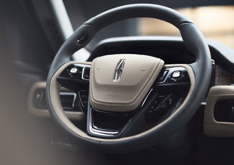 The intuitively placed controls of the steering wheel on a 2024 Lincoln Aviator® SUV | Thomasville Lincoln in Thomasville GA