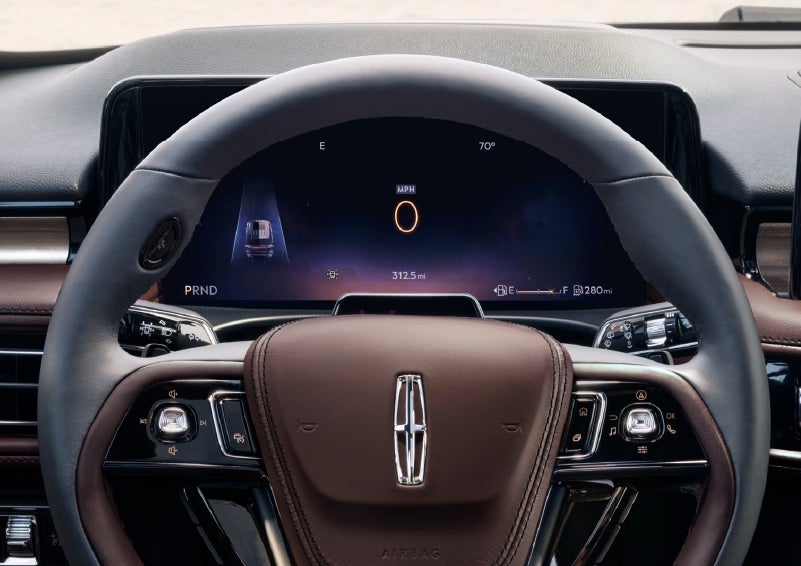 The driver’s information cluster display behind the steering wheel is shown. | Thomasville Lincoln in Thomasville GA